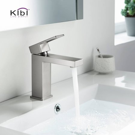 Kibi Cubic Single Handle Bathroom Vanity Sink Faucet KBF1002BN